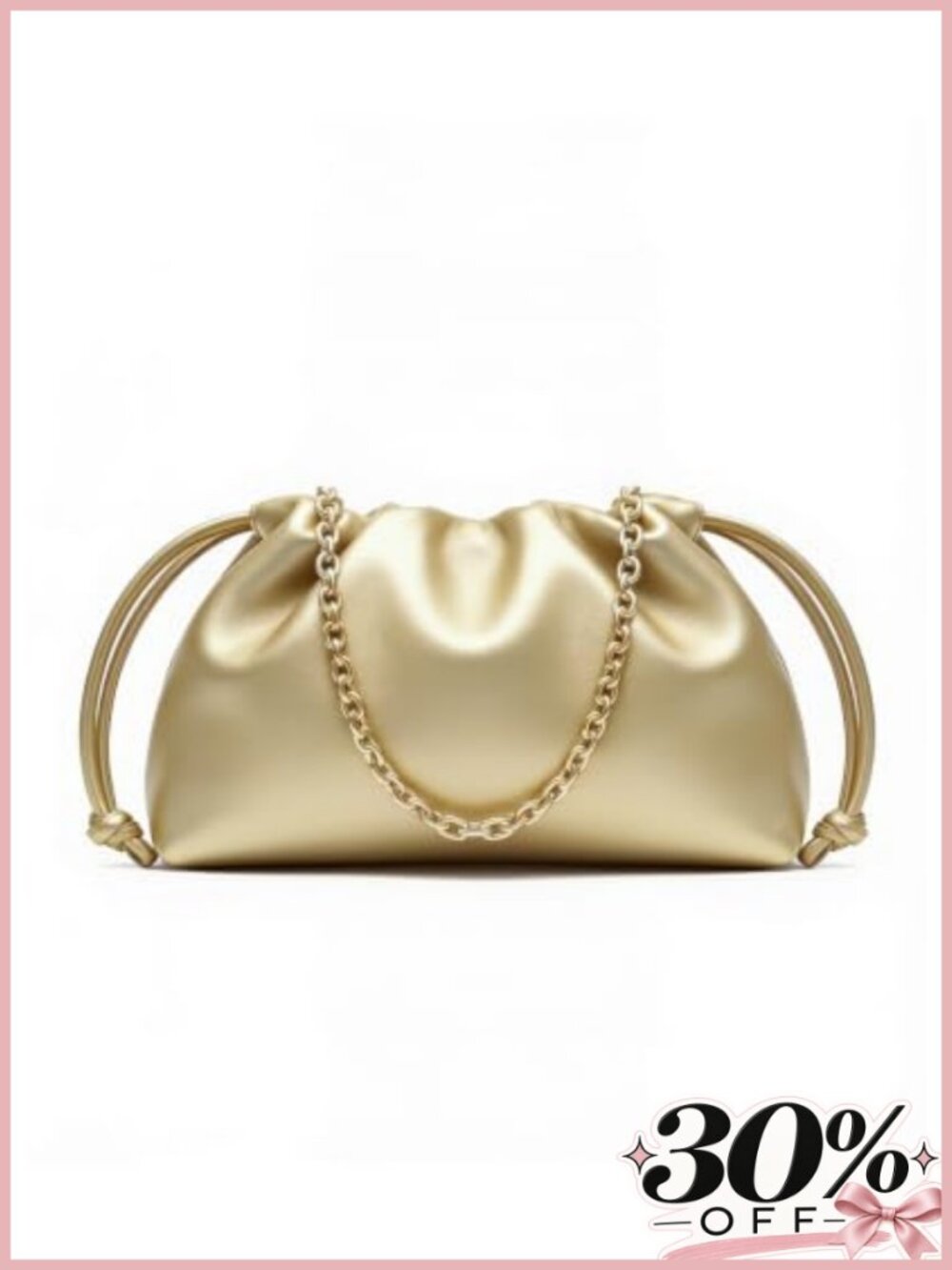 Vegan Leather Drawstring Clutch Small Evening Crossbody Bag